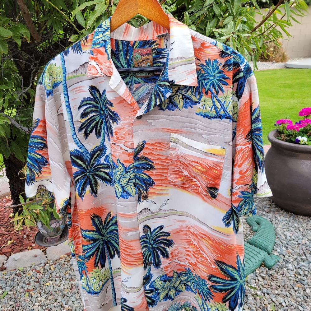 Pineapple Connection Hawaiian Shirt Short Sleeve Mens Large 100% Rayon
